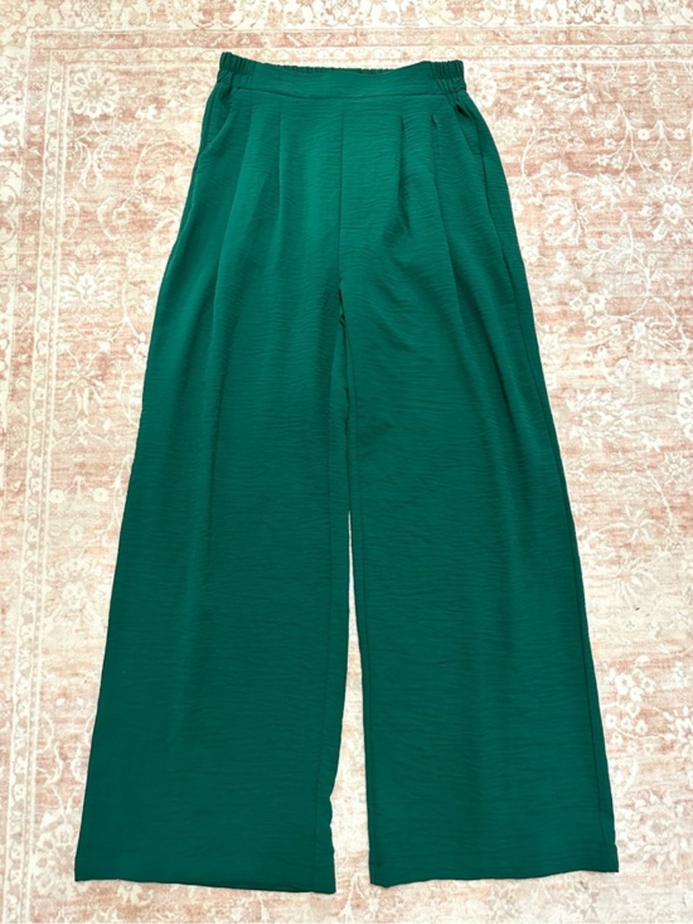 Emerald Green Flowy Pants With Pockets